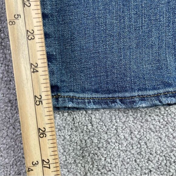 Gap Best Girlfriend Jeans Women's 26 Blue Slim Straight Mid-Rise Distressed - Picture 9 of 11